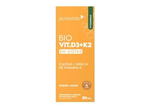 BIO VIT.D3+K2 SABOR LIMÃO 20ML PURAVIDA