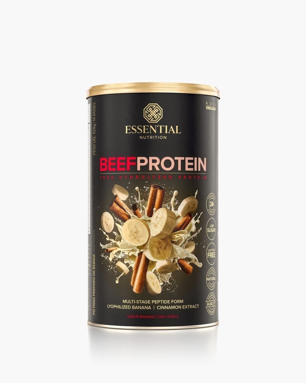 BEEF PROTEIN SABOR BANANA COM CANELA 420G ESSENTIAL NUTRITION