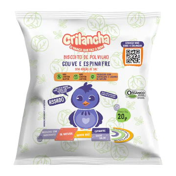 BISCOITO DE POLVILHO ORGÂNICO SABOR COUVE E ESPINAFRE 20G CRILANCHA