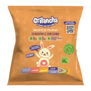 BISCOITO DE POLVILHO SABOR CENOURA E CÚRCUMA 20G CRILANCHA