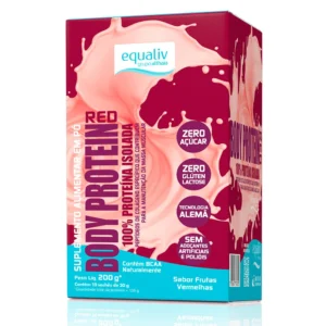 BODY PROTEIN RED SABOR FRUTAS VERMELHAS CX C/ 10 SACHÊS 20G EQUALIV