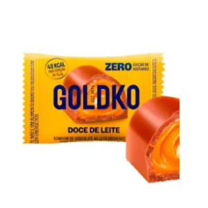 BOMBOM DE CHOCOLATE AO LEITE RECHEADO COM DOCE DE LEITE ZERO AÇÚCAR 13,5G GOLDKO
