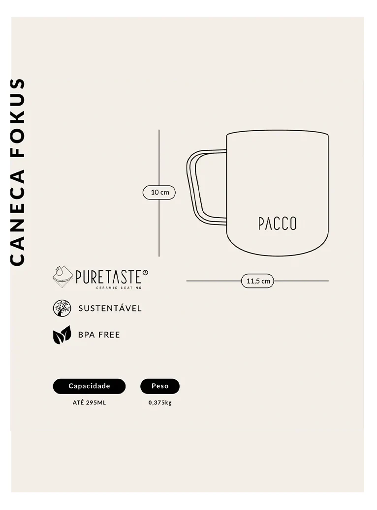 CANECA FOKUS COR CARAMELO 295ML PACCO