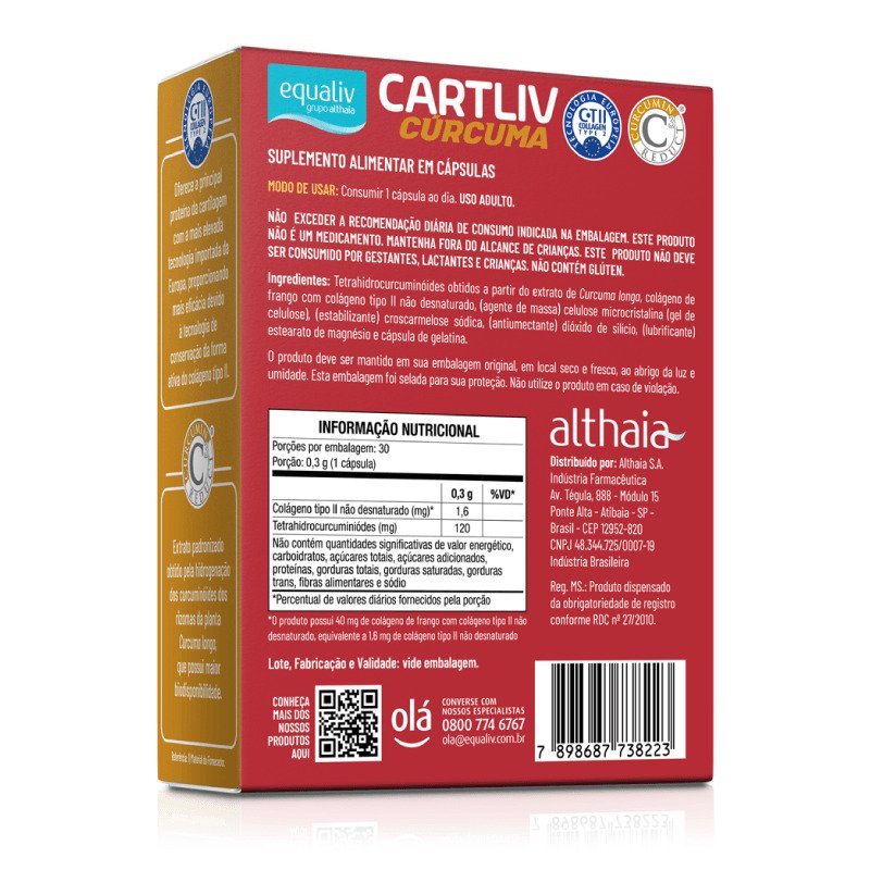CARTLIV CÚRCUMA COM 30 CÁPSULAS EQUALIV