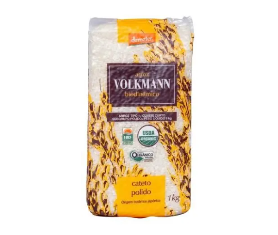 ARROZ CATETO POLIDO ORGÂNICO 1KG VOLKMANN