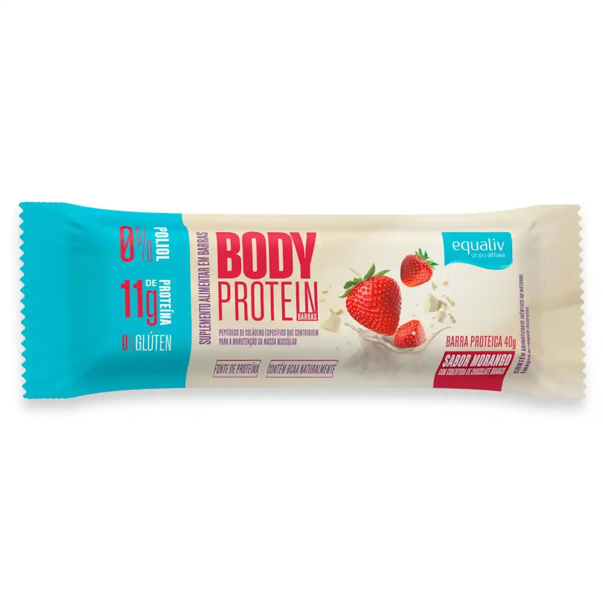 BARRA DE PROTEÍNA BODY PROTEIN SABOR MORANGO 40G EQUALIV