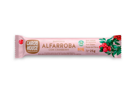 BARRINHA DE ALFARROBA COM CRANBERRY 25G CAROB HOUSE