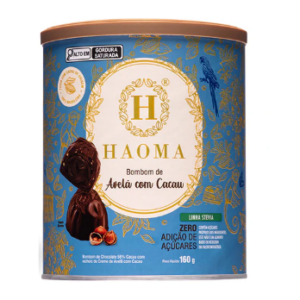 BOMBOM DE AVELÃ COM CACAU LINHA STÉVIA 160G HAOMA