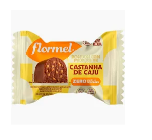 BOMBOM DE CHOCOLATE AO LEITE COM CASTANHA DE CAJU ZERO AÇÚCAR 12G FLORMEL
