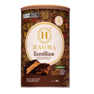 BISCOTTINO COM RECHEIO DE CREME DE CARAMELO SALGADO LINHA STÉVIA 168G HAOMA