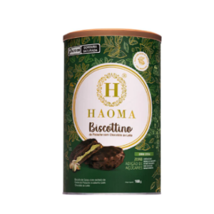 BISCOTTINO DE PISTACHE COM CHOCOLATE AO LEITE LINHA STÉVIA 168G HAOMA