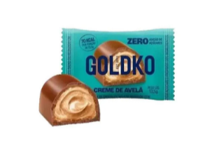 BOMBOM DE CHOCOLATE AO LEITE COM CREME DE AVELÃ ZERO AÇÚCAR 13,5G GOLDKO